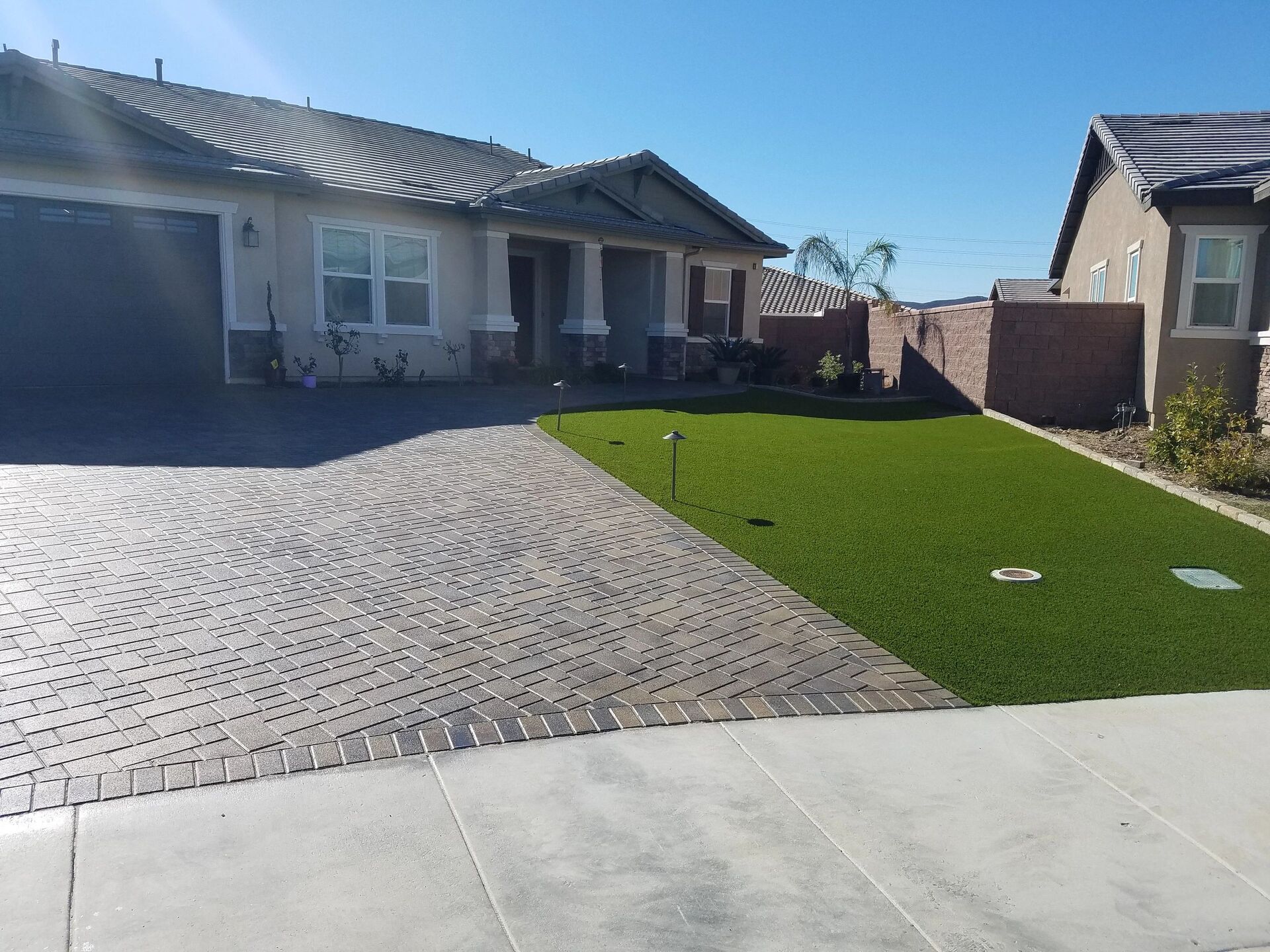 Paver driveway with herringbone pattern in San Diego